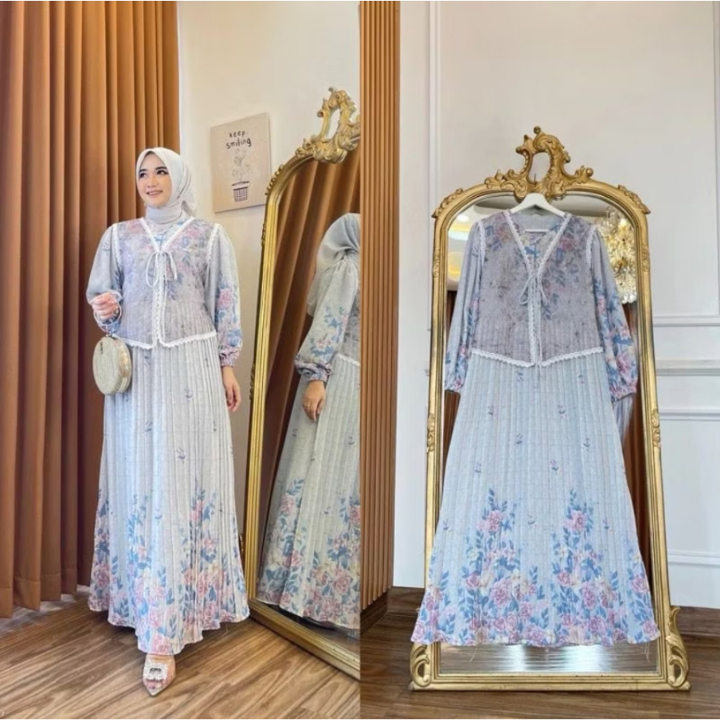 Jual Gamis Ceruti Alena #1 Mix Brukat Renda Motif Bunga Terbaru Model ...