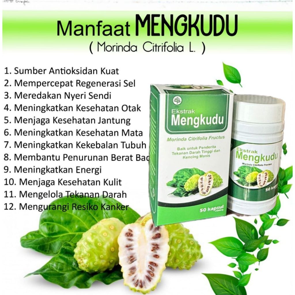Kapsul Ekstrak Mengkudu Pace Noni Herbal Darah Tinggi Diabetes Kanker 50 kapsul