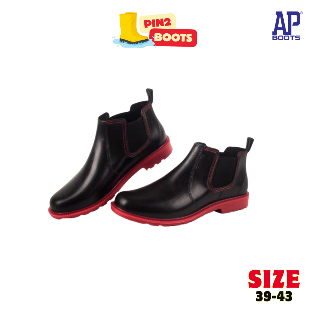 Jual Sepatu boots pendek unisex hitam merah Ap Boots Hobby and Work ...