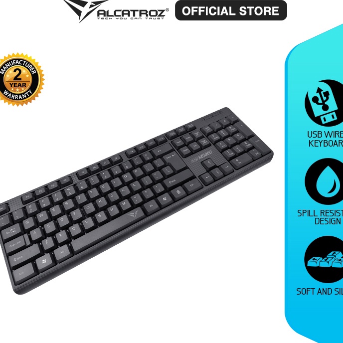 Jual KF7 Keyboard Office Alcatroz Silent KB1 USB Wired Keyboard Garansi ...