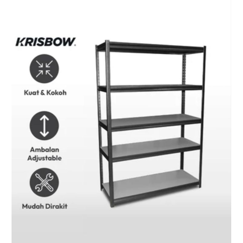 Jual Krisbow 120x45x180 cm rak besi 5 tingkat | Shopee Indonesia
