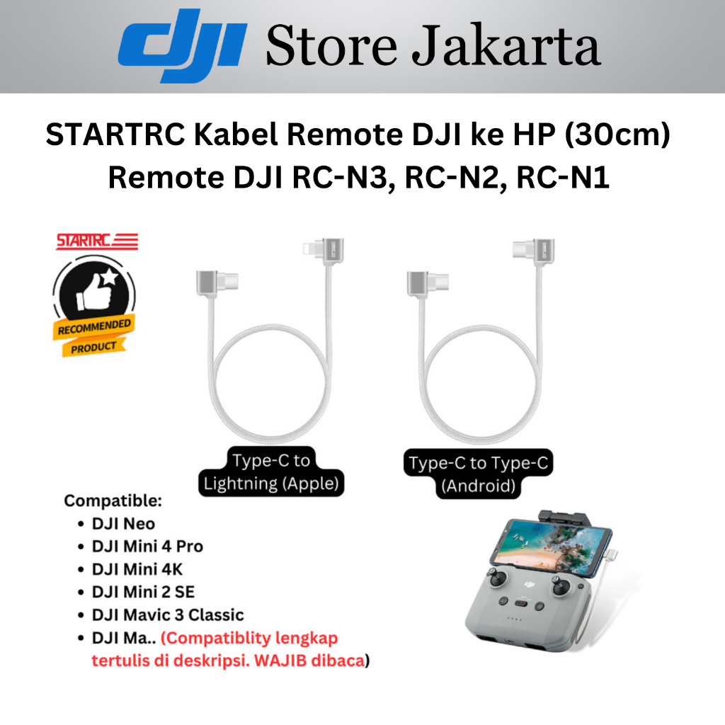 Jual Kabel Remote Type-C DJI Neo Mini 4K Mini 4 Pro Mini 3 Mini 3 Pro ...
