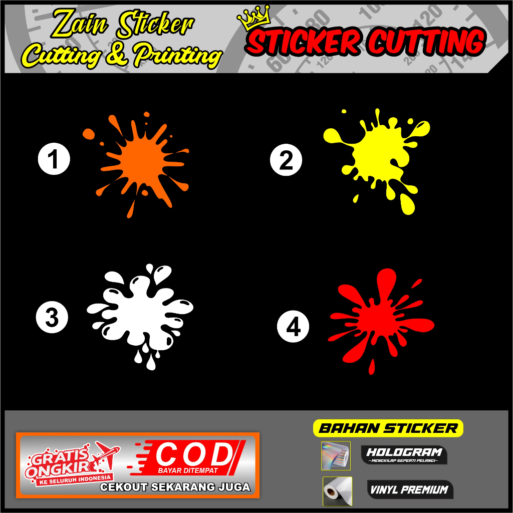 Jual TERMURAH stiker BERCAK CROT CRUT Cutting mobil motor helm - Merah ...