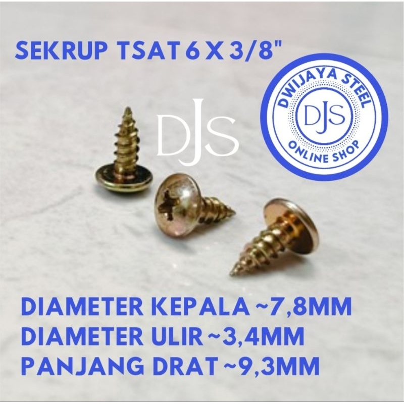 Jual 100PCS TSAT KUNING LION #6 SEKRUP T T+AB 1CM 1,6CM SKRUP TS TAB ...