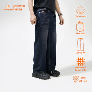 VELOCUST - Celana Panjang Jeans Loosefit Loose Pants Denim Washing