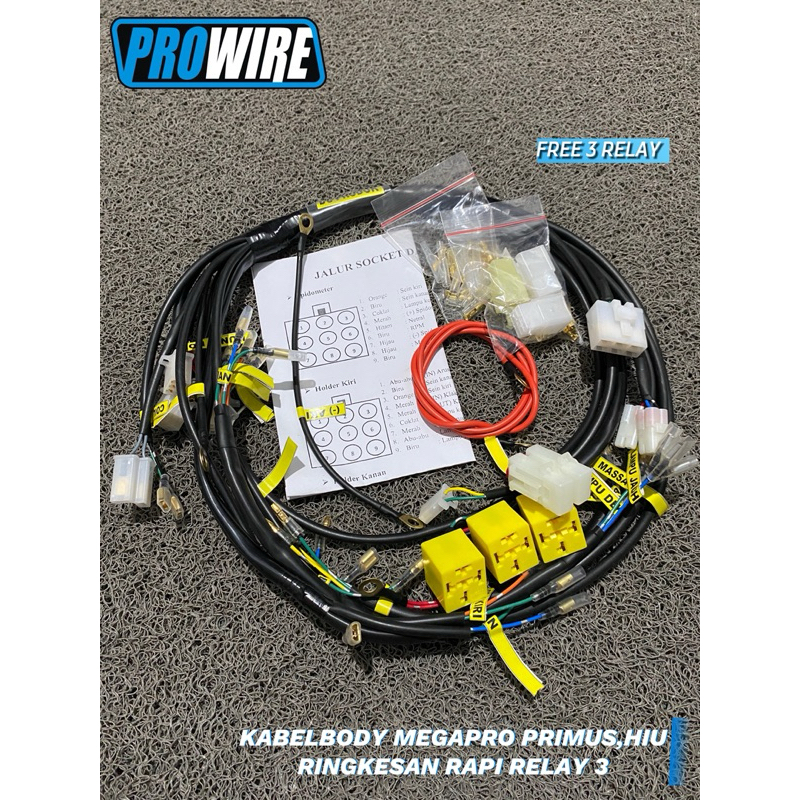 Jual KABEL BODY MEGAPRO PRIMUS/HIU CUSTOM/RINGKESAN BONUS 3 RELAY ...
