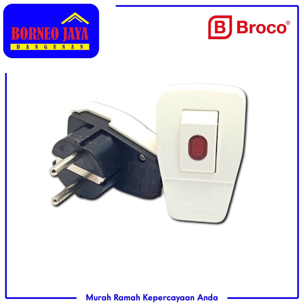 Jual Steker Dengan Switch Lampu ON OFF BROCO / Steker Saklar BROCO ...