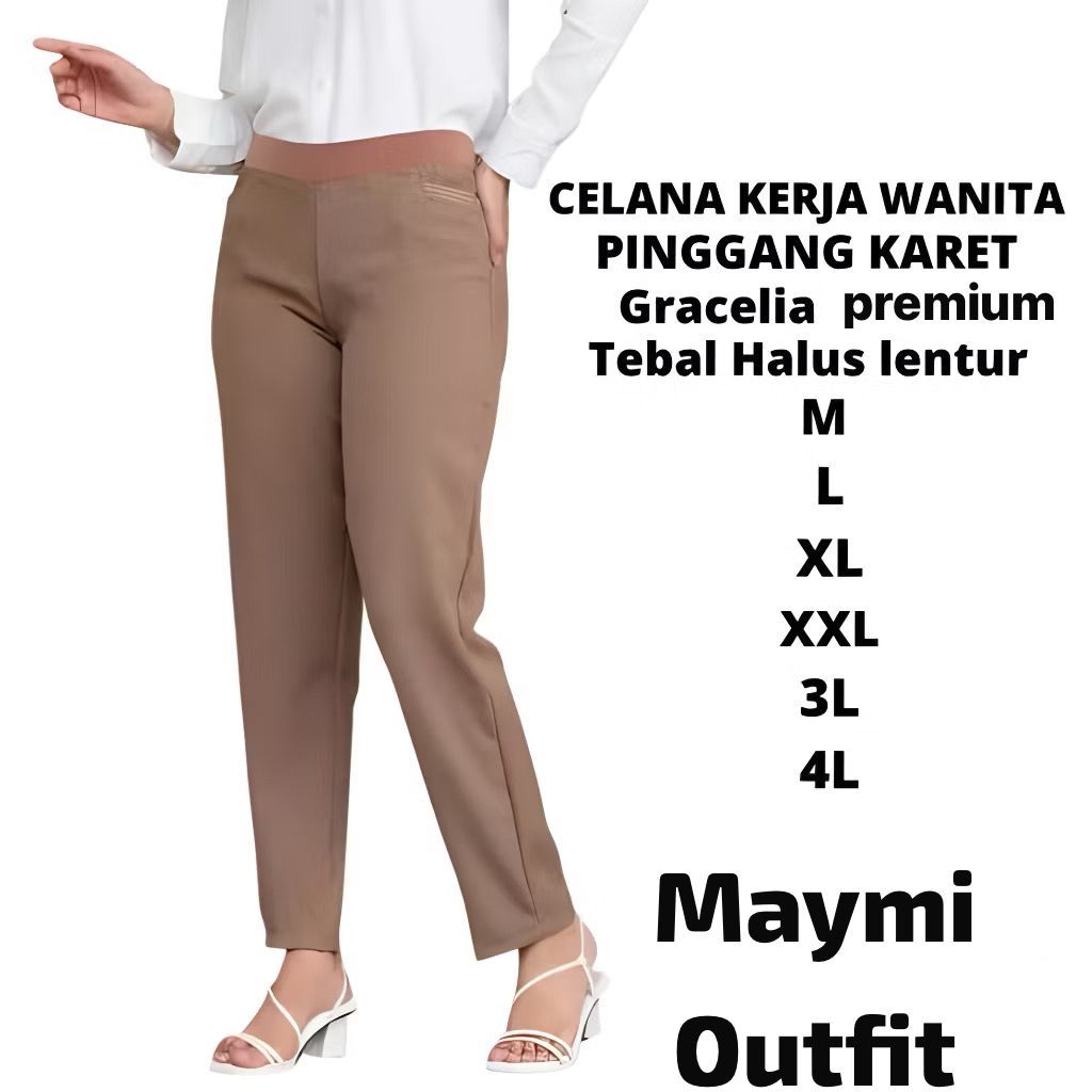 Jual maymi outfit - celana kantor kerja pinggang karet - celana anti ...