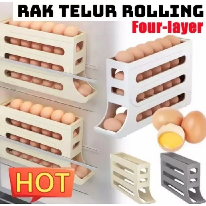 Jual Rak Penyimpanan Telur 4 Tingkat Egg Storage Organizer Box Telur ...