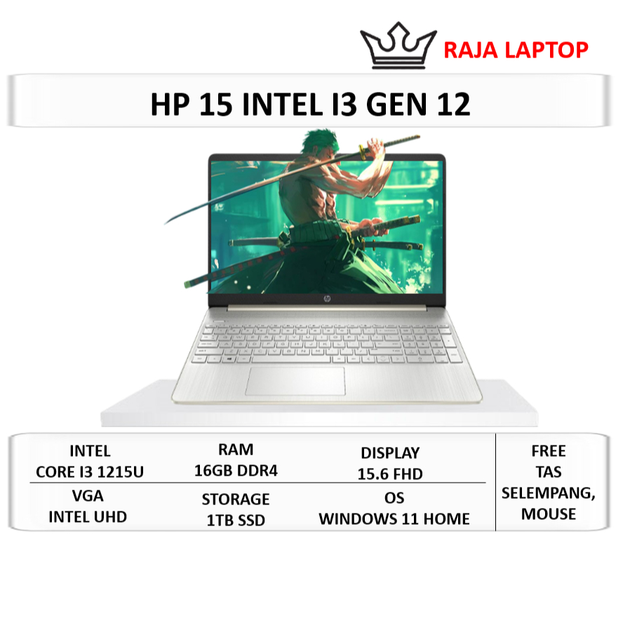 Jual Laptop Slim HP 15 Intel Core i3 Gen 12 Ram 16GB 1TB SSD 15
