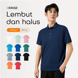 ORANGE Kaos Kerah Polo Shirt Polos Pria Premium Pakaian Cowok Kerah Fahsion Baju Lengan Pendek