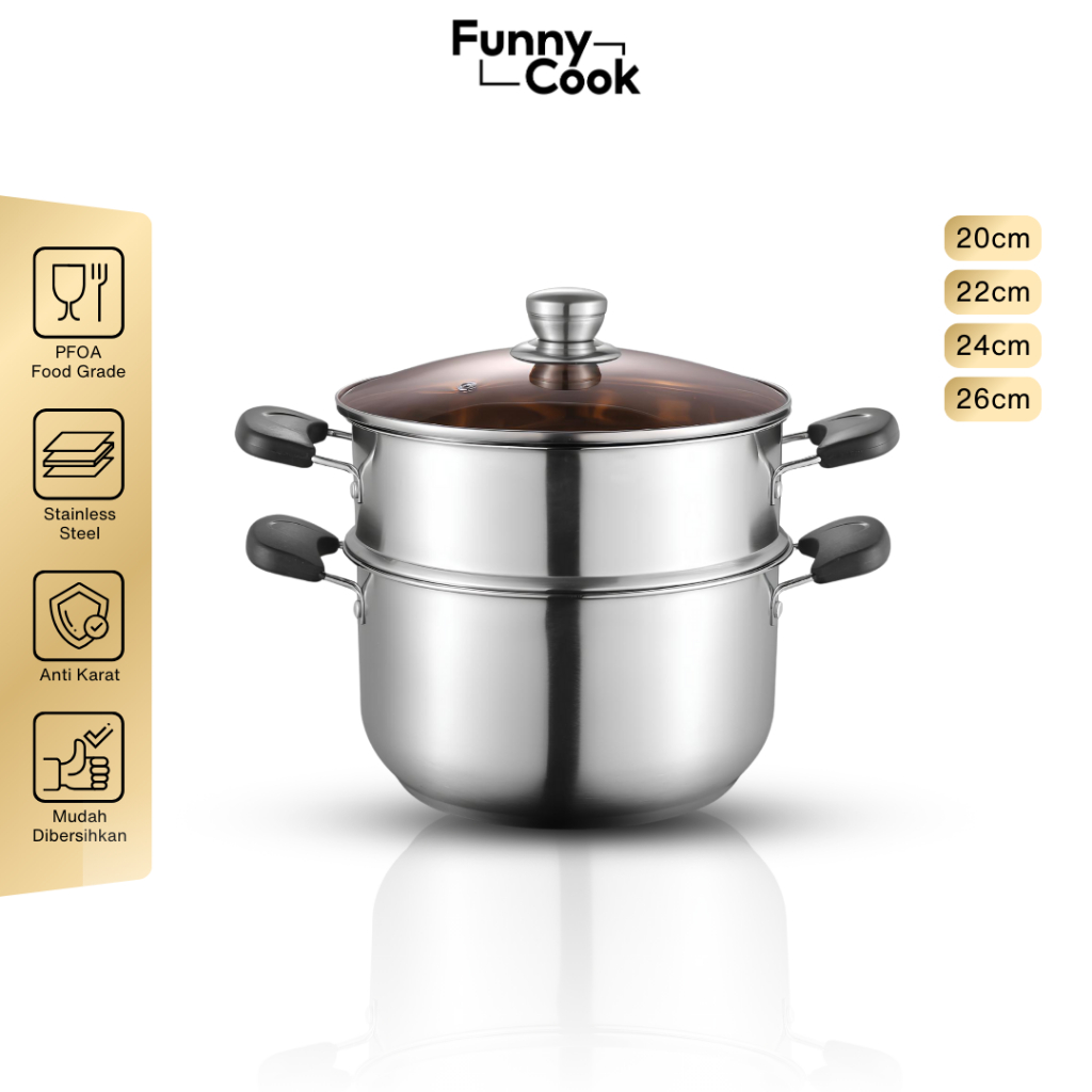 Jual Funnycook Panci Susun Kukus Stainless Steel Food Grade Serbaguna Shopee Indonesia