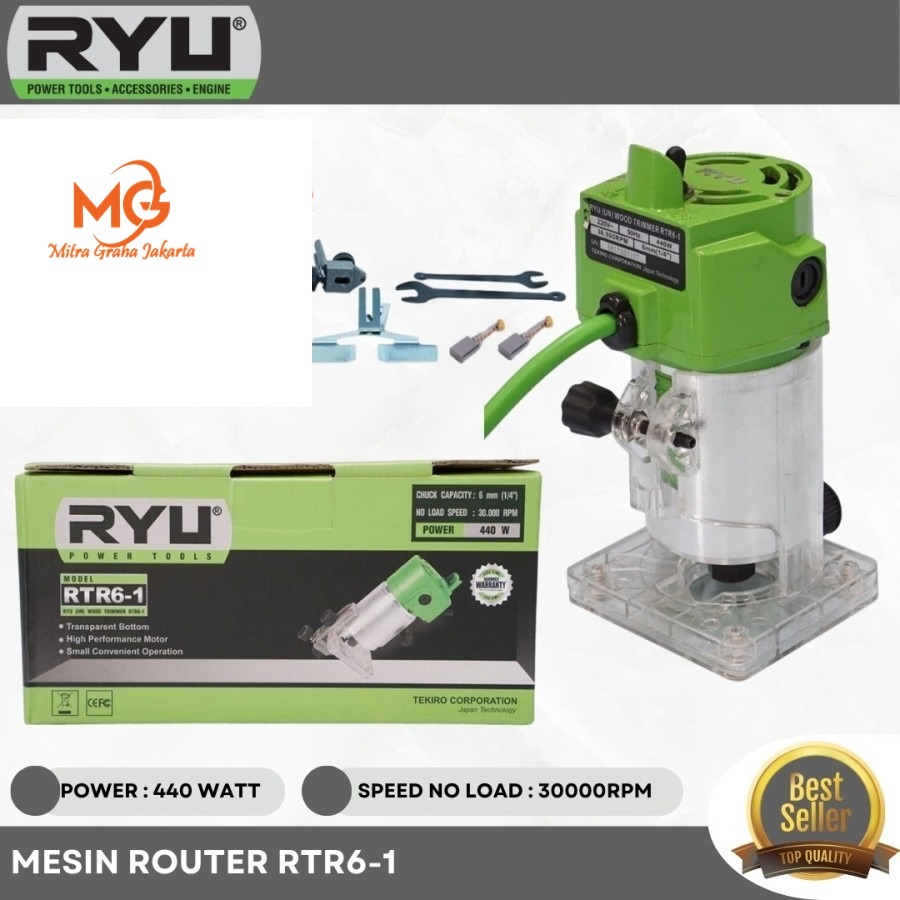 Jual MESIN ROUTER RYU RTR 6-1 / TRIMMER RYU RTR 6-1 / MESIN PROFIL KAYU ...