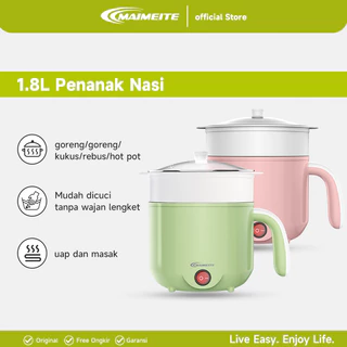 MAIMEITE MINI Panci Listrik Serbaguna 1.8L/Electric Cooker MINI Panci Elektrik Travel Portable Rice Cooker Mini Magic com 600W