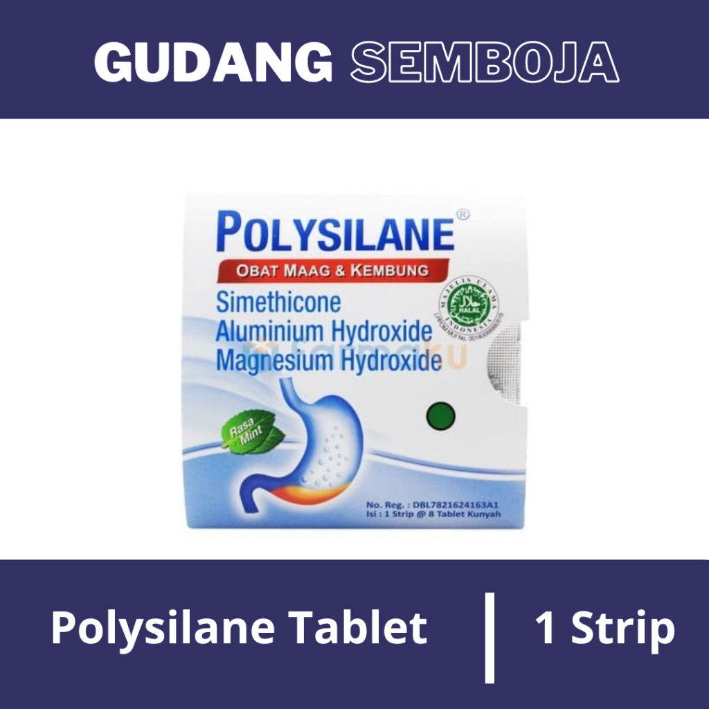 Polysilane Strip Isi 8 Tablet / Obat Lambung Asam Lambung Maag Gerd