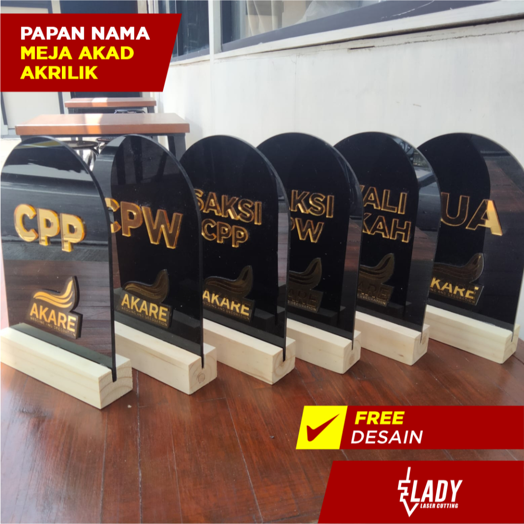 Jual Papan Nama Akrilik Meja Akad CPP CPW Wali KUA Saksi CPP Saksi CPW ...