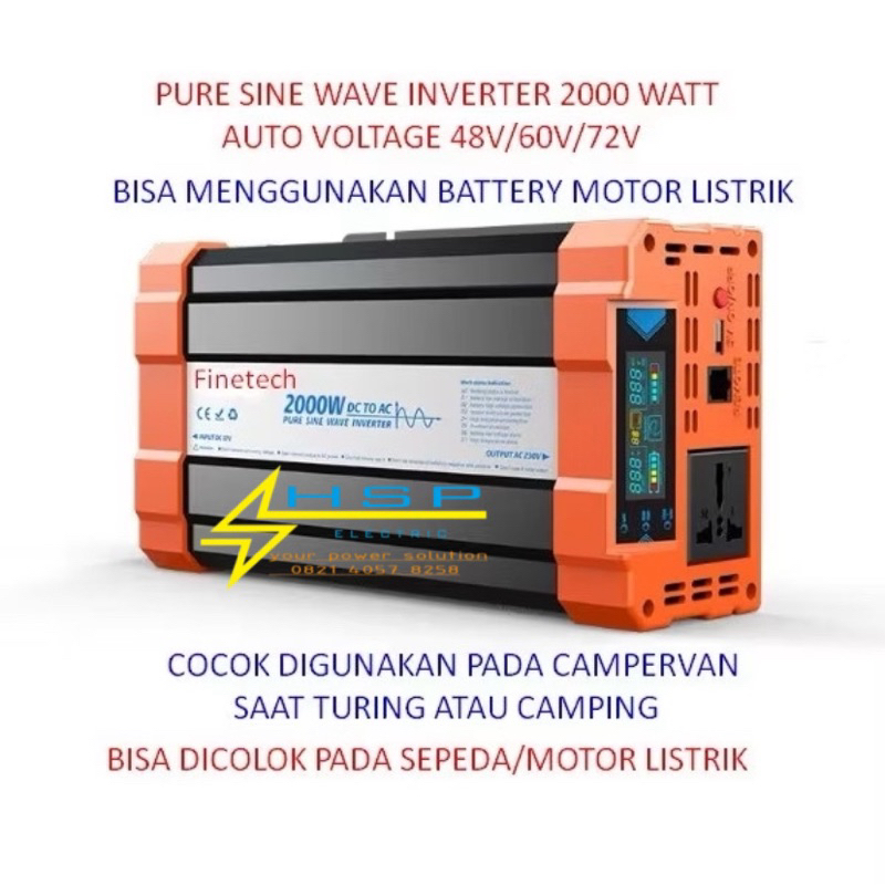 Jual INVERTER DC 48V-72V AUTO 2000W PURE SINE WAVE, V2L MOTOR/SEPEDA ...