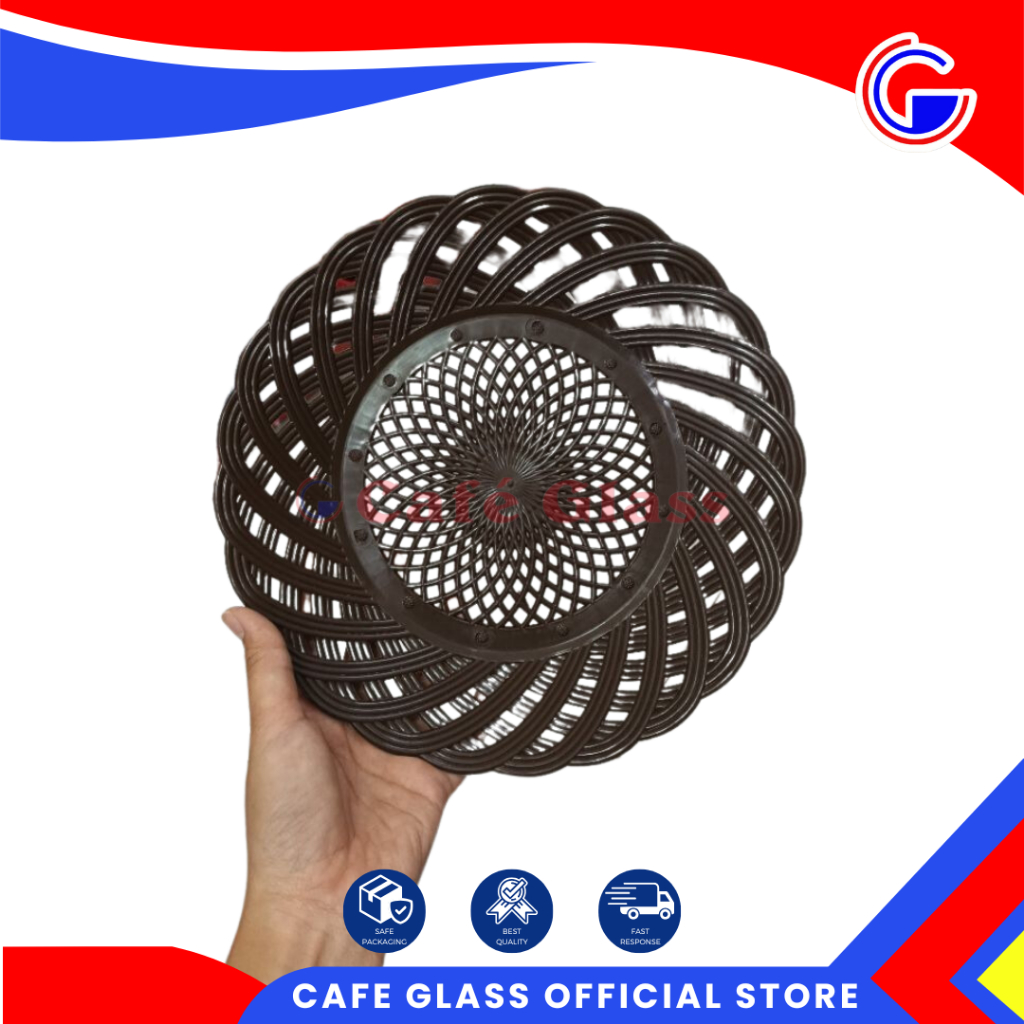 Piring Plastik Anyam Coklat 24Cm - Piring Saji Plastik - Piring Pecel 5569-C Lucky Star