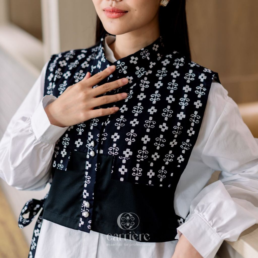 Jual Vest Batik Series Riona (Rompi Batik Kerja Wanita) | Shopee Indonesia