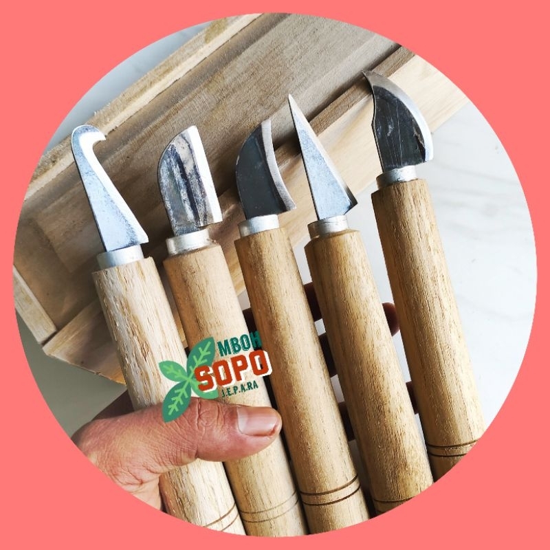 Jual Set Pisau Raut, 5 Pcs Pisau Ukir dan Kerajinan Plus Kotak Kayu ...