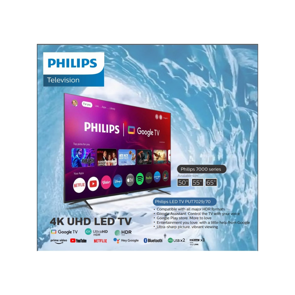 Philips 4K UHD LED TV 55 Inch 55PUT7029/70 Google TV