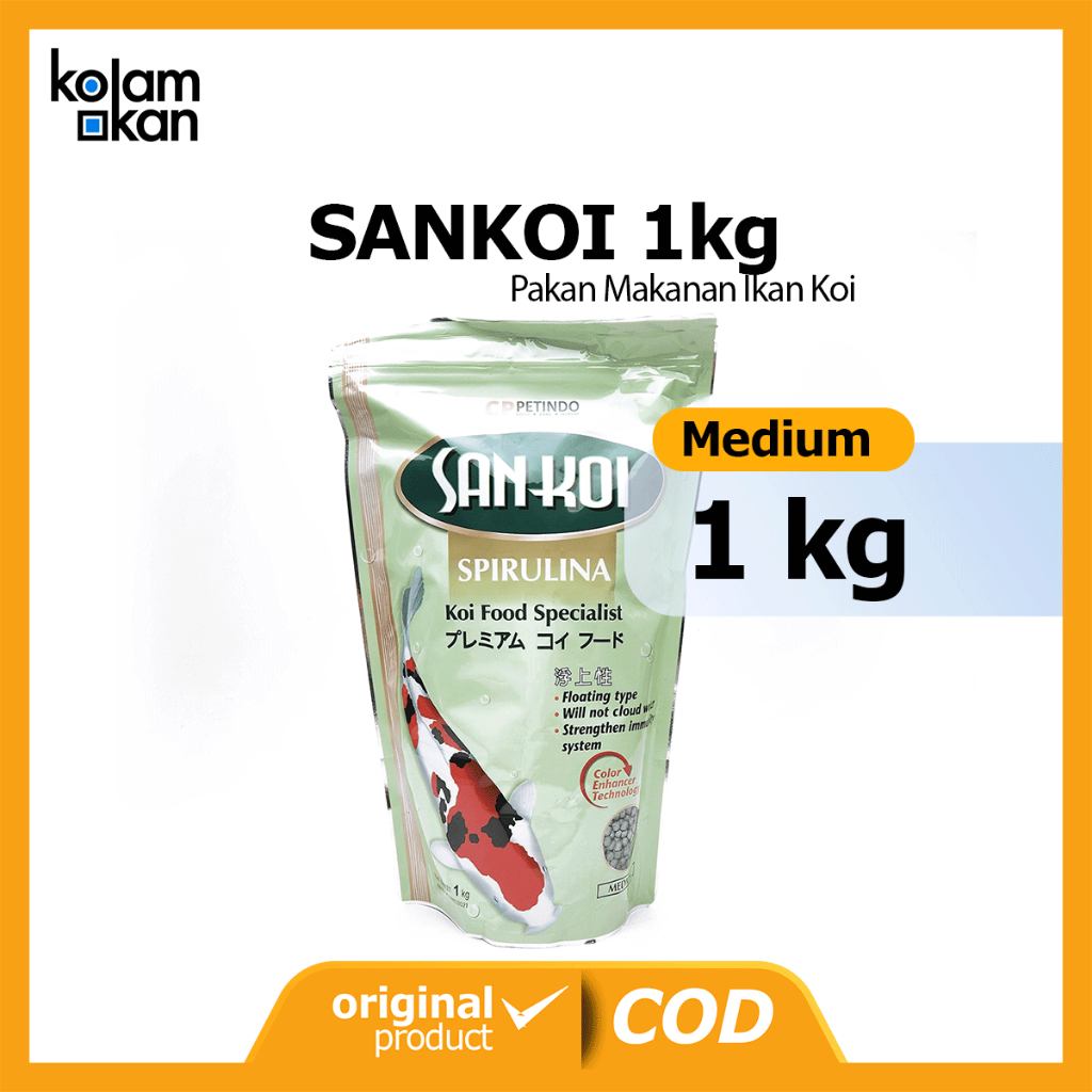 Jual SANKOI Spirulina 1Kg Pakan Makanan Ikan Koi ukuran Medium SAN KOI ...
