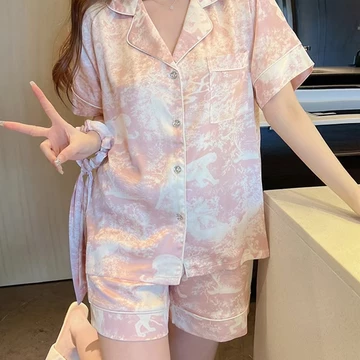 Baju Tidur Wanita Lengan Panjang Satin Premium Set Piyama Wanita Motif Tie Dye Trendi Ala Korea