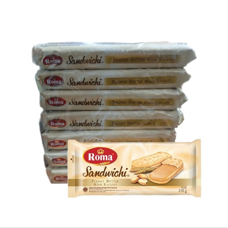 Jual Roma Sandwich Butter Peanut 157g (1 pack/7 bks) | Shopee Indonesia