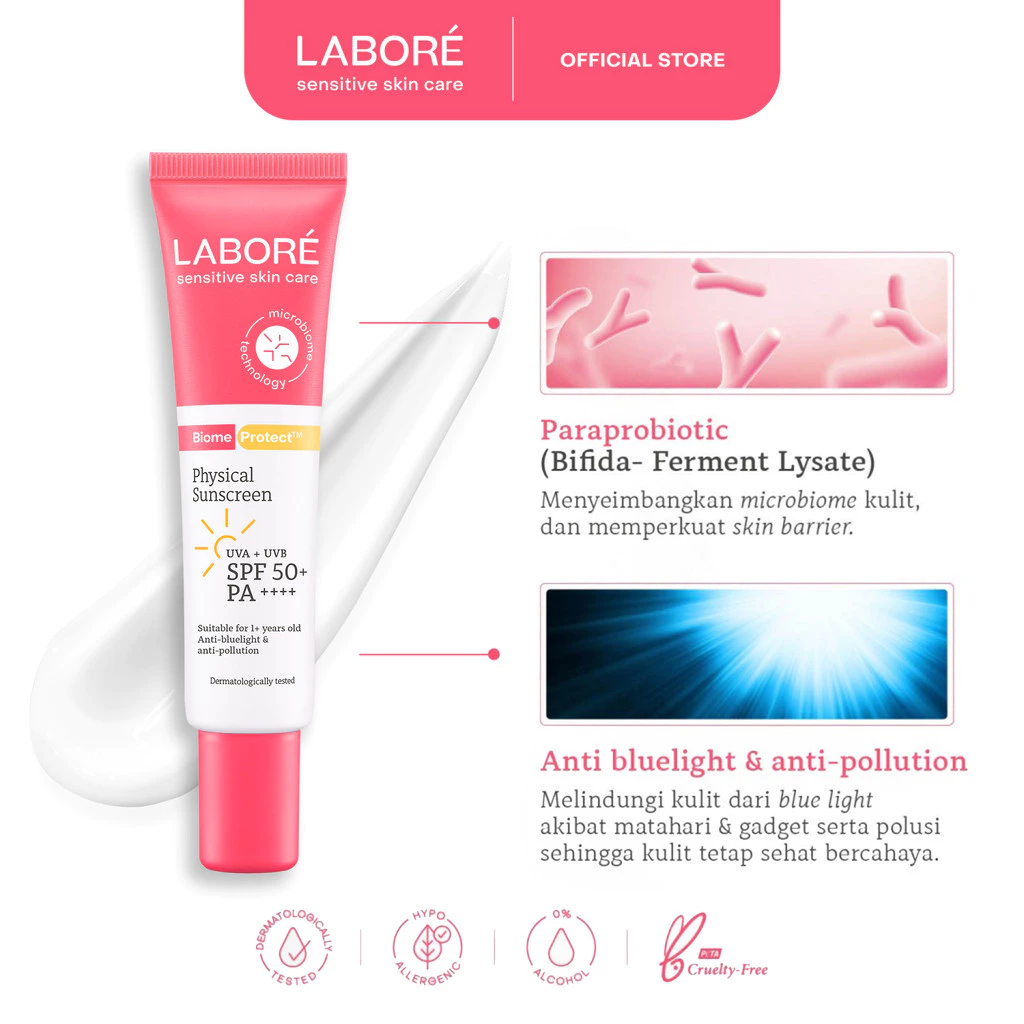 Jual New ! Labore Physical Sunscreen SPF 50 PA++++ l Netto 10 mL & 30 ...