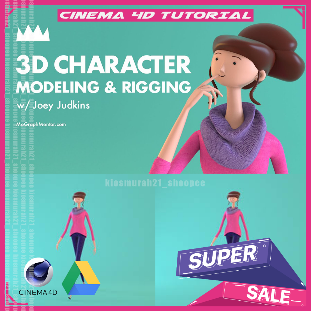 Jual C4D - 3d Character Modeling & Rigging Cinema 4D Tutorial | Shopee ...