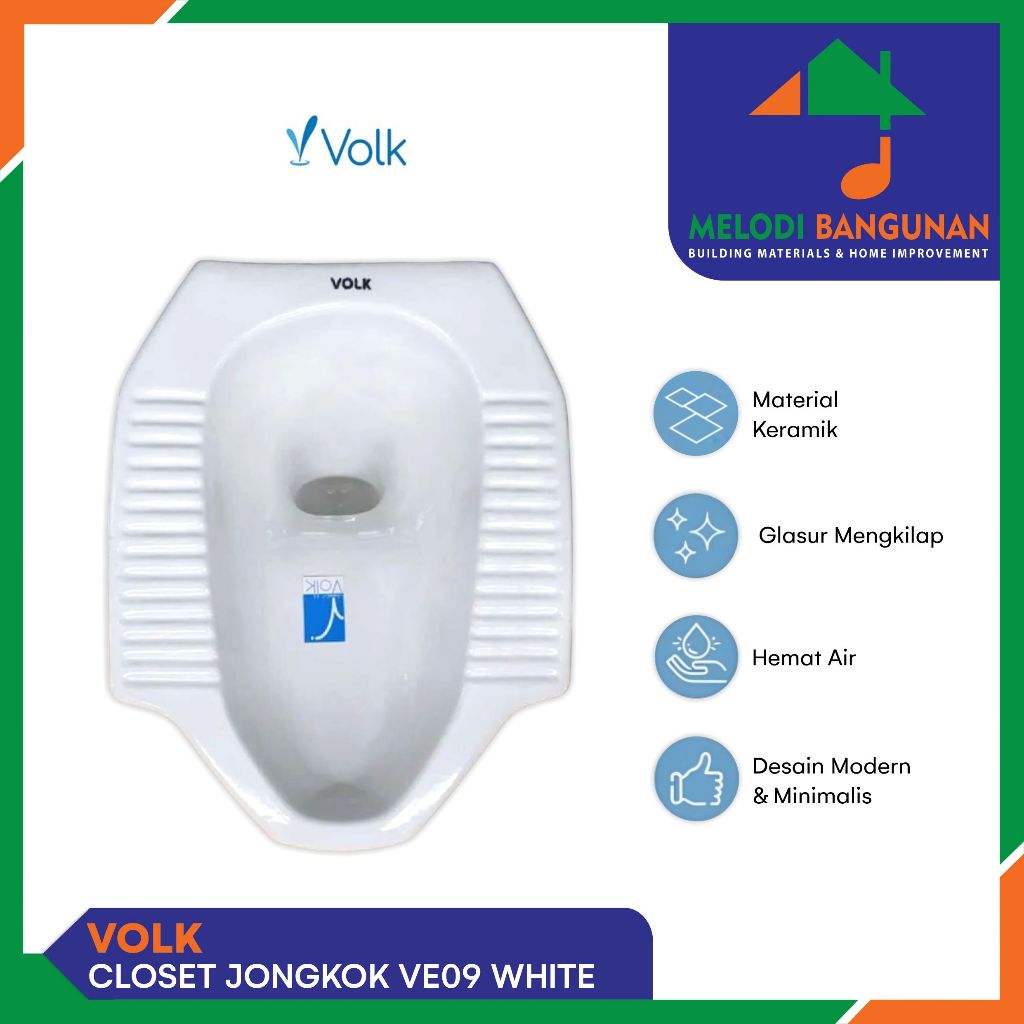 Volk - Closet + Kloset + Toilet Jongkok Squat Ve09 Ve 09 White