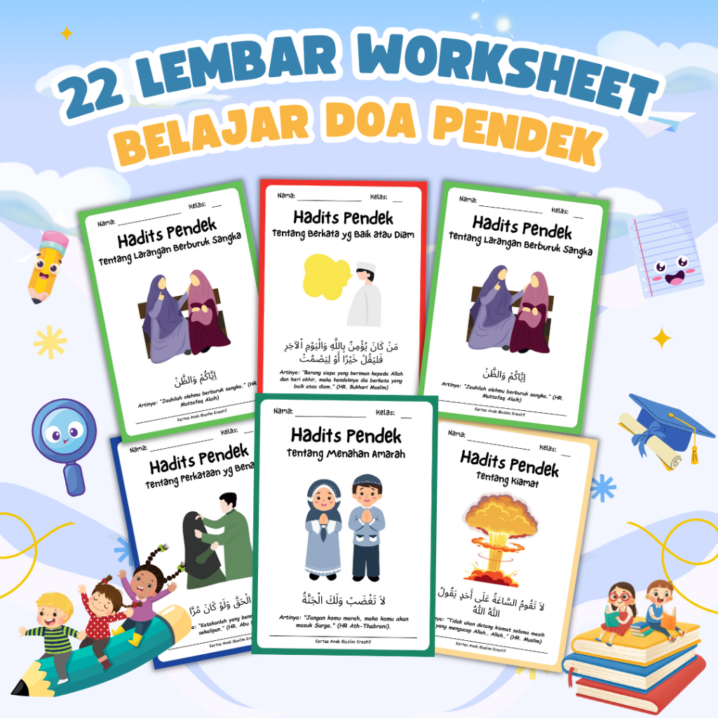 Jual 22 LEMBAR WORKSHEET PRINTABLE WORKSHEET BELAJAR DOA PENDEK ...