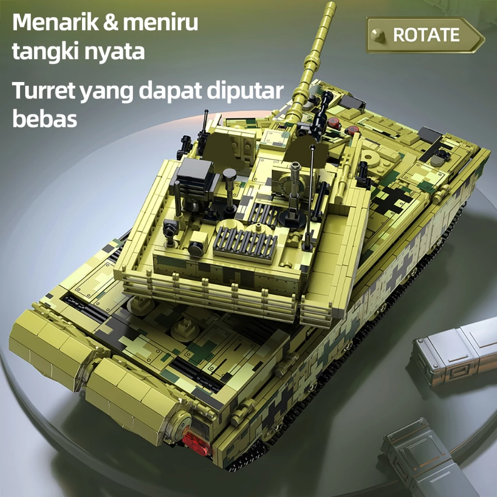 Mainan blok tank militer, model militer yang perlu dirakit mainan tank remote control hadiah militer