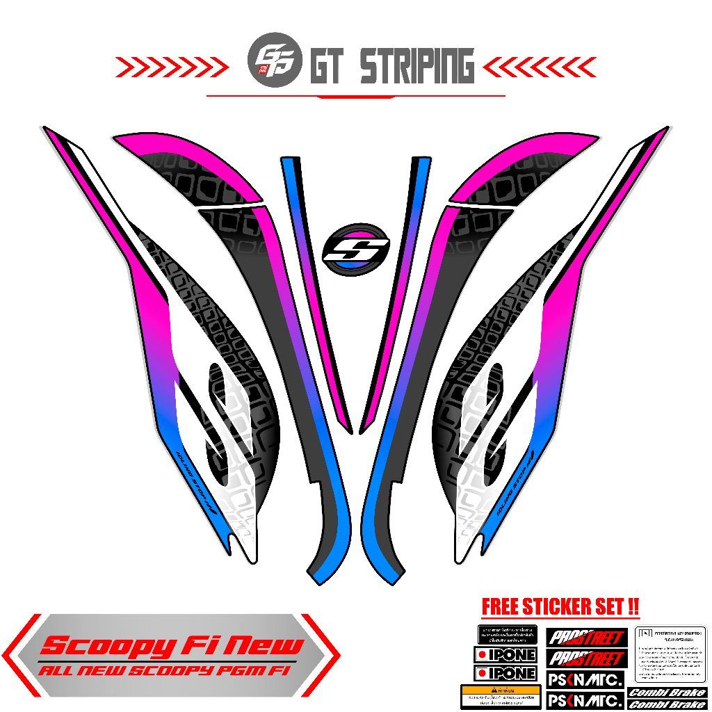 Jual STIKER STRIPING MOTOR SCOOPY FI HITAM MTF 6 / STIKER POLET SCOPY ...