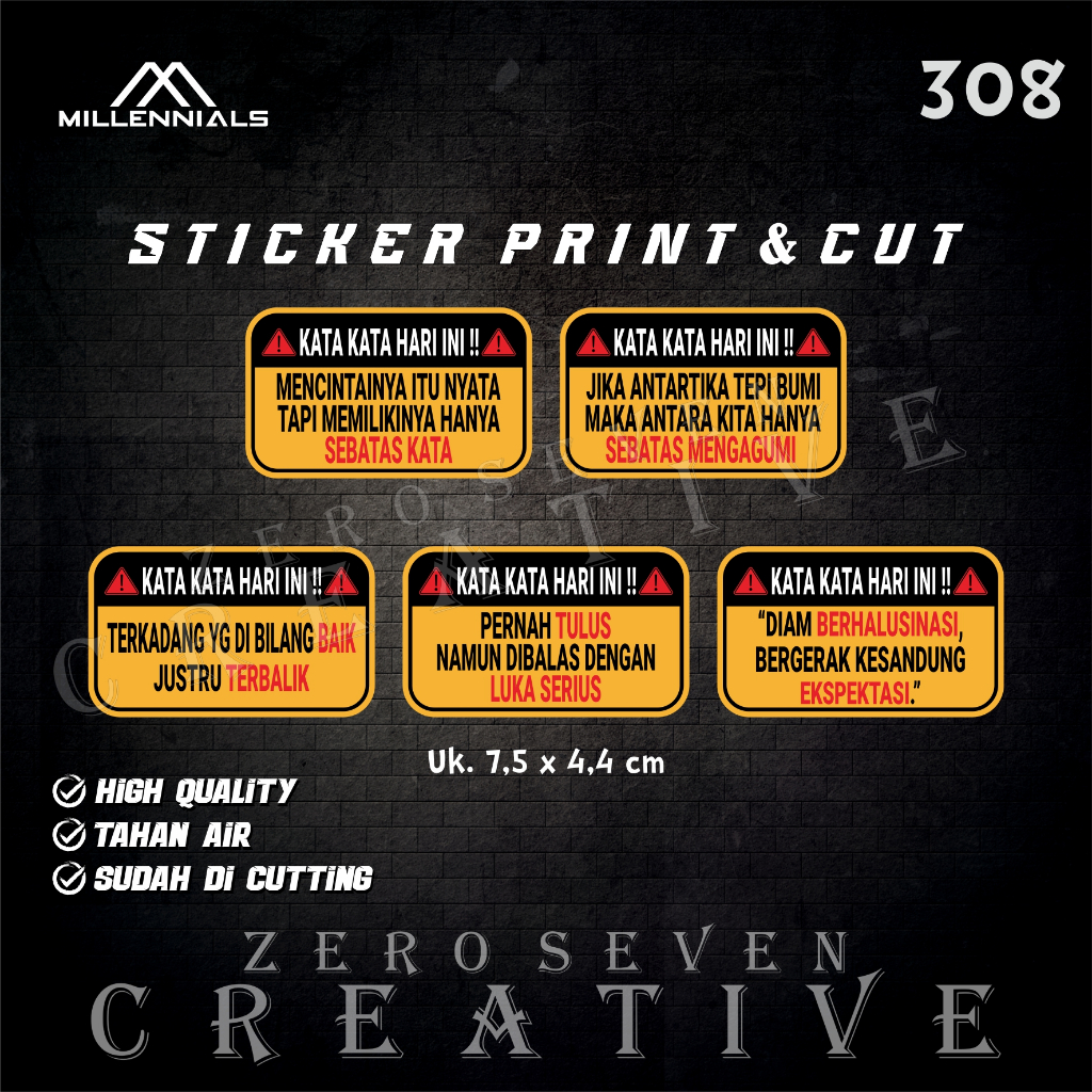 Jual STIKER KATA KATA HARI INI / STIKER QUOTES / WARNING / STIKER MOTOR ...