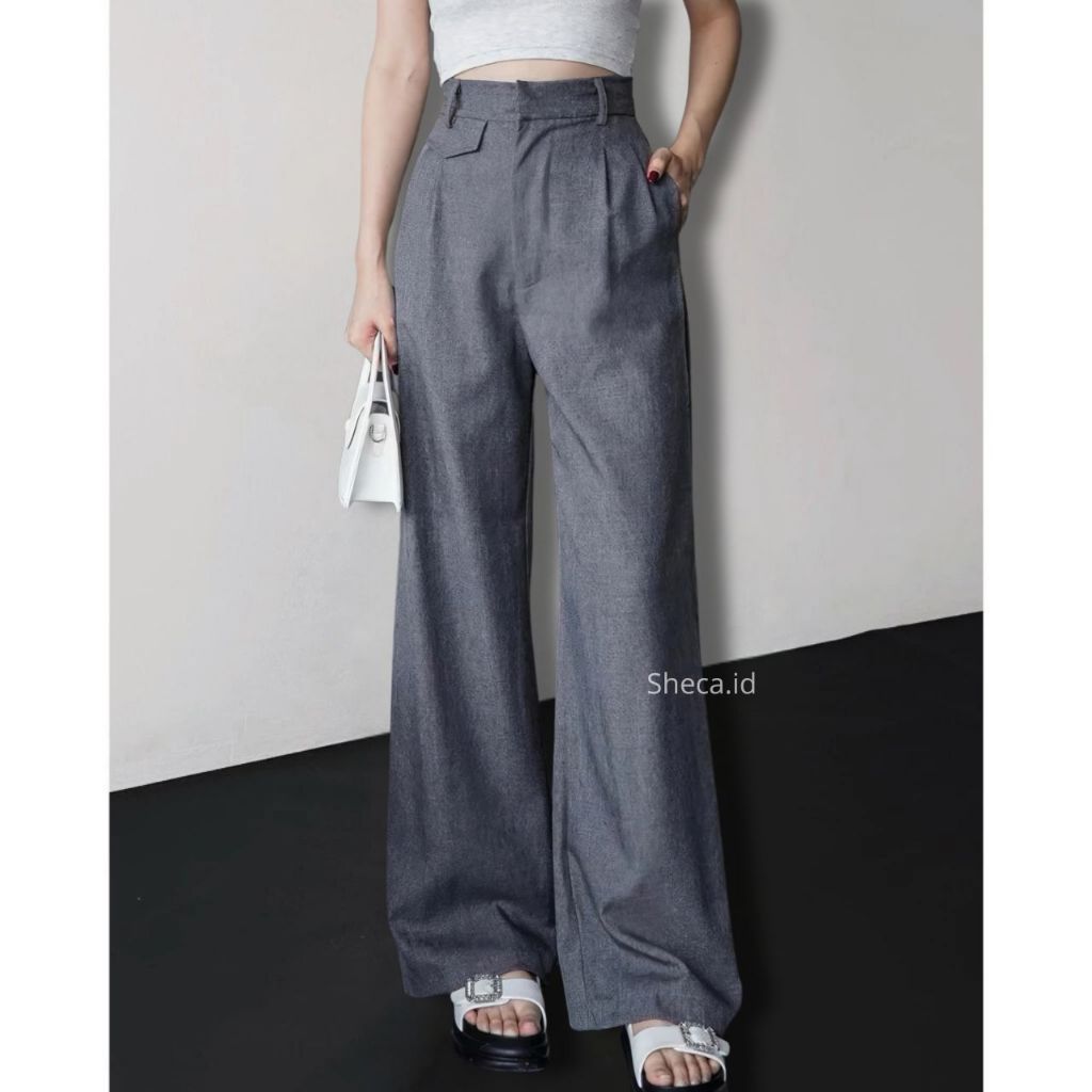 Jual SHECA - Celana Loose Pants Highwaist Wanita Kekinian Celana Kulot ...
