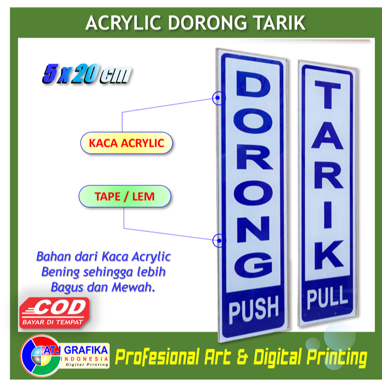 Jual Premium Akrilik dorong tarik push pull petunjuk cara buka tutup ...