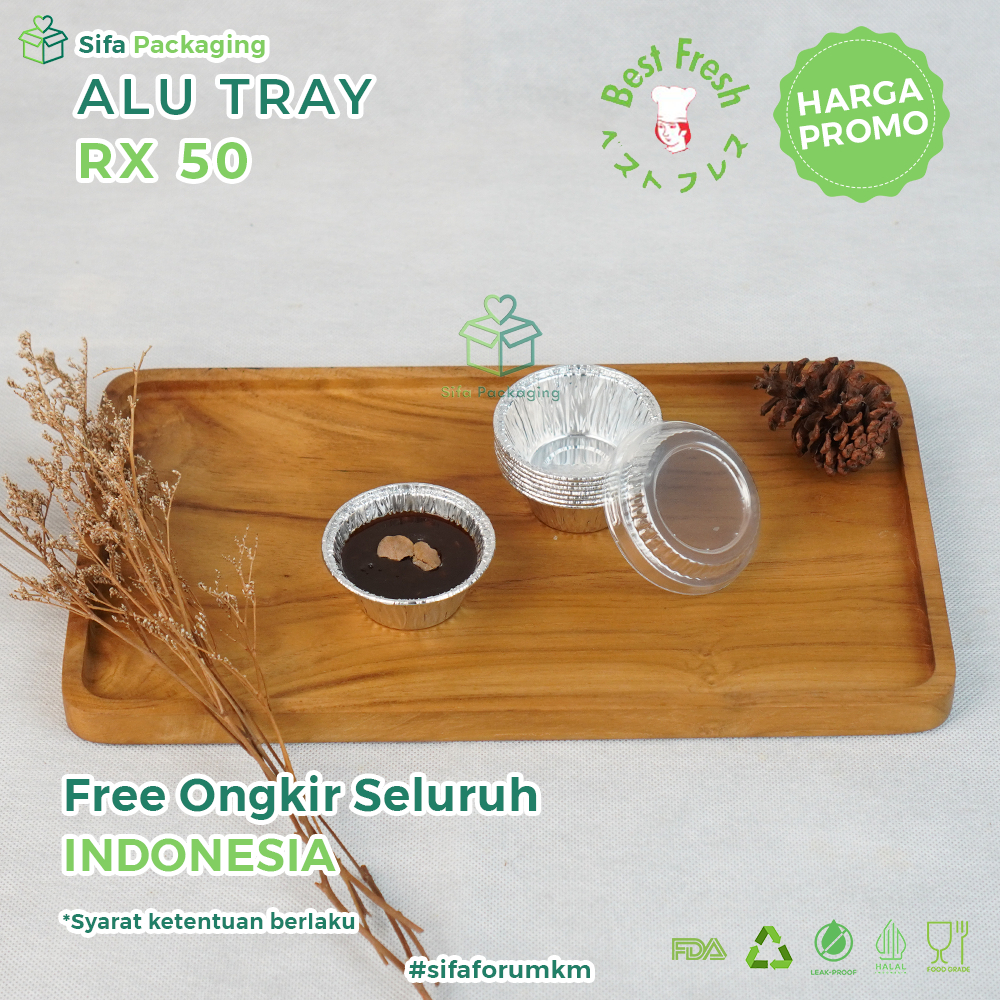 Jual Alumunium Foil Tray Cup RX 50 + Tutup Kue Pie Macaroni Schotel ...