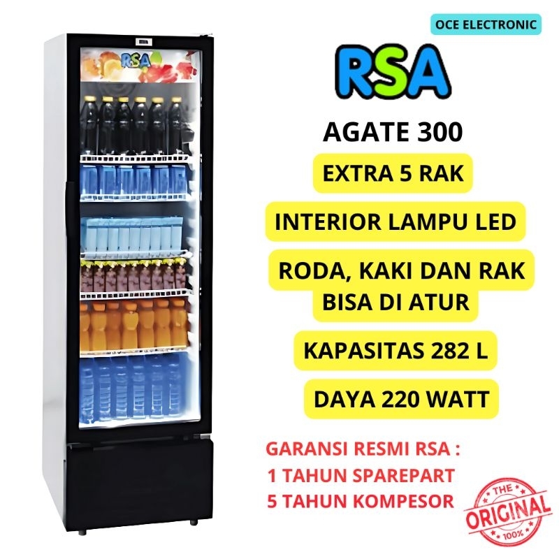 Jual SHOWCASE RSA AGATE 300 5 RAK DISPLAY COOLER KULKAS LOW WATT ...