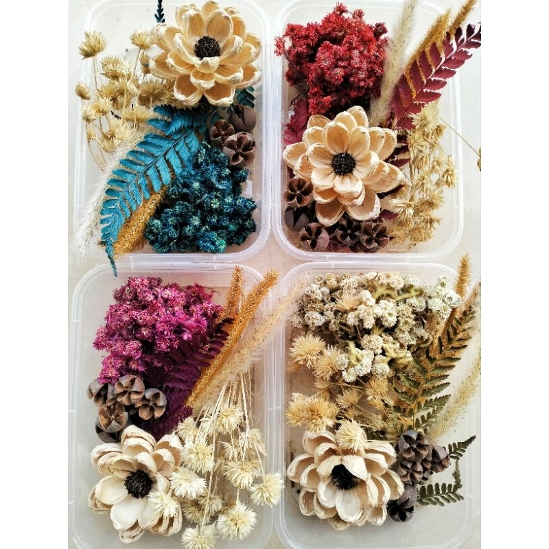 [ Termurah ] PAKET BOX BUNGA KERING rustic hiasan mahar kerajinan seserahan