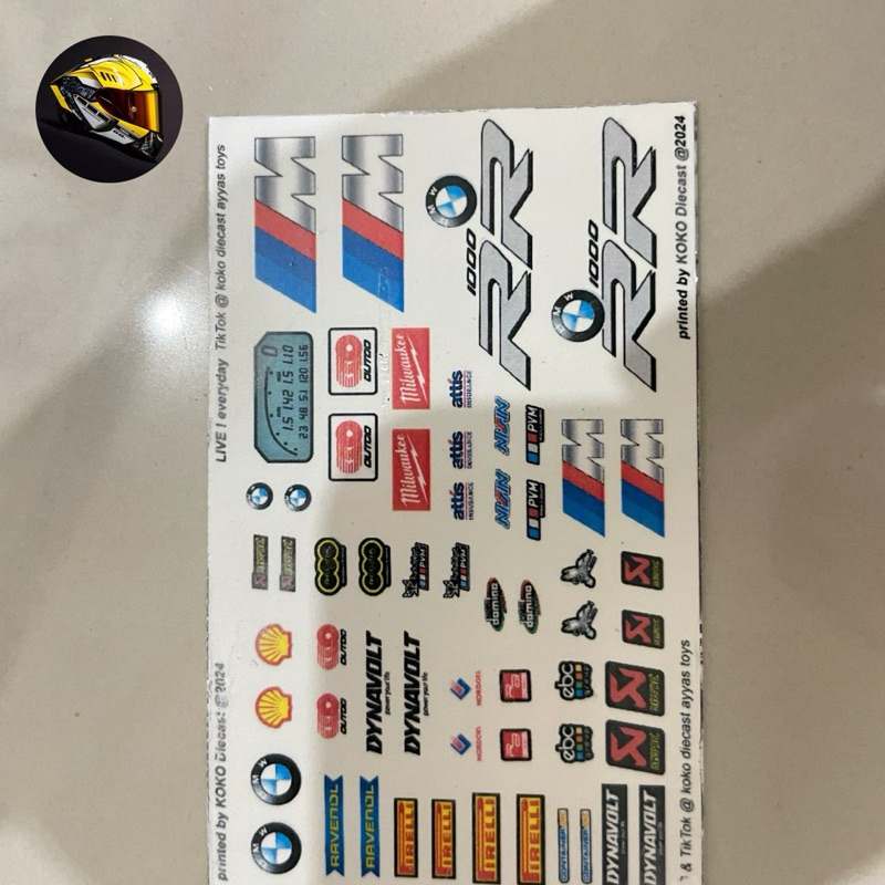 Jual sticker decal diecast miniatur motor skala 1/12 water slide ...