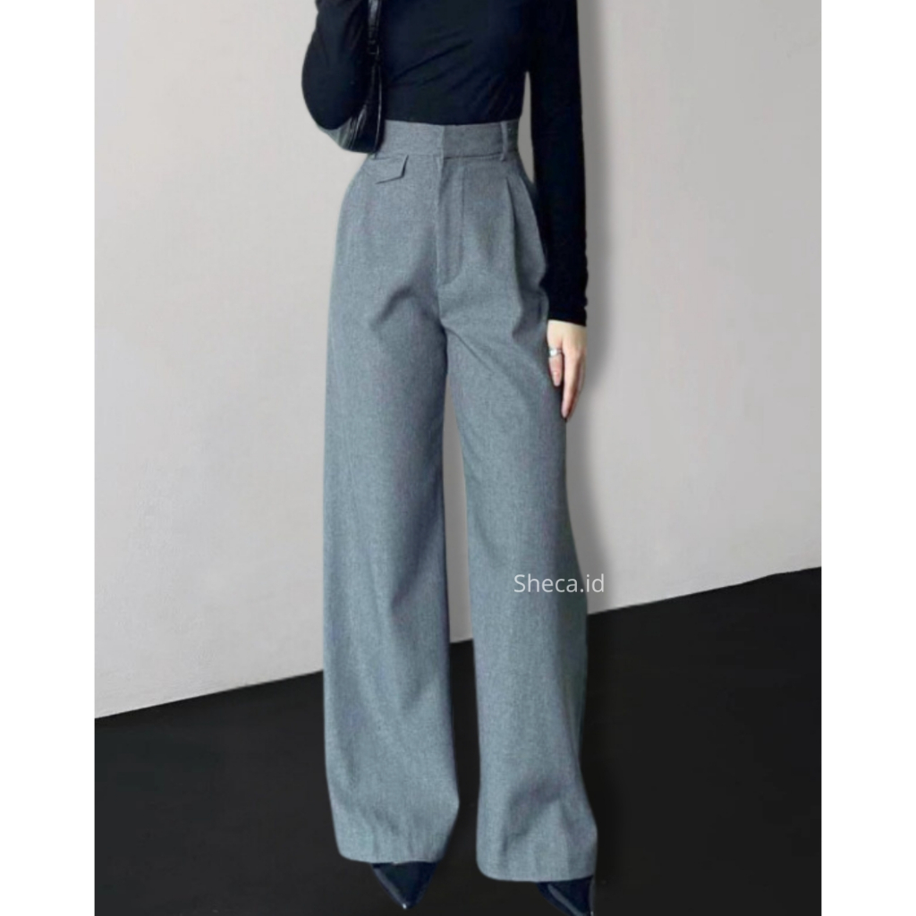 Jual SHECA - Celana Kulot Loose Pants Highwaist Wanita Kekinian Celana ...