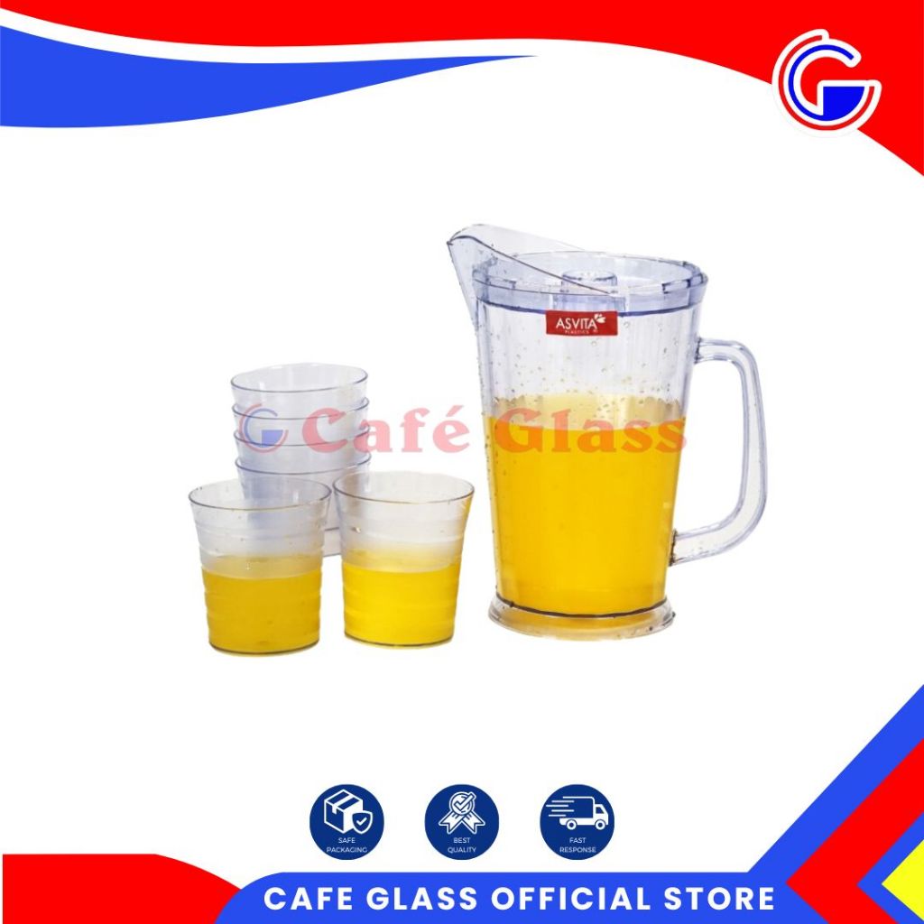 Niagara Water Jug 1.65Lt + 6Pcs Gelas - Pitcher Plastik Asvita