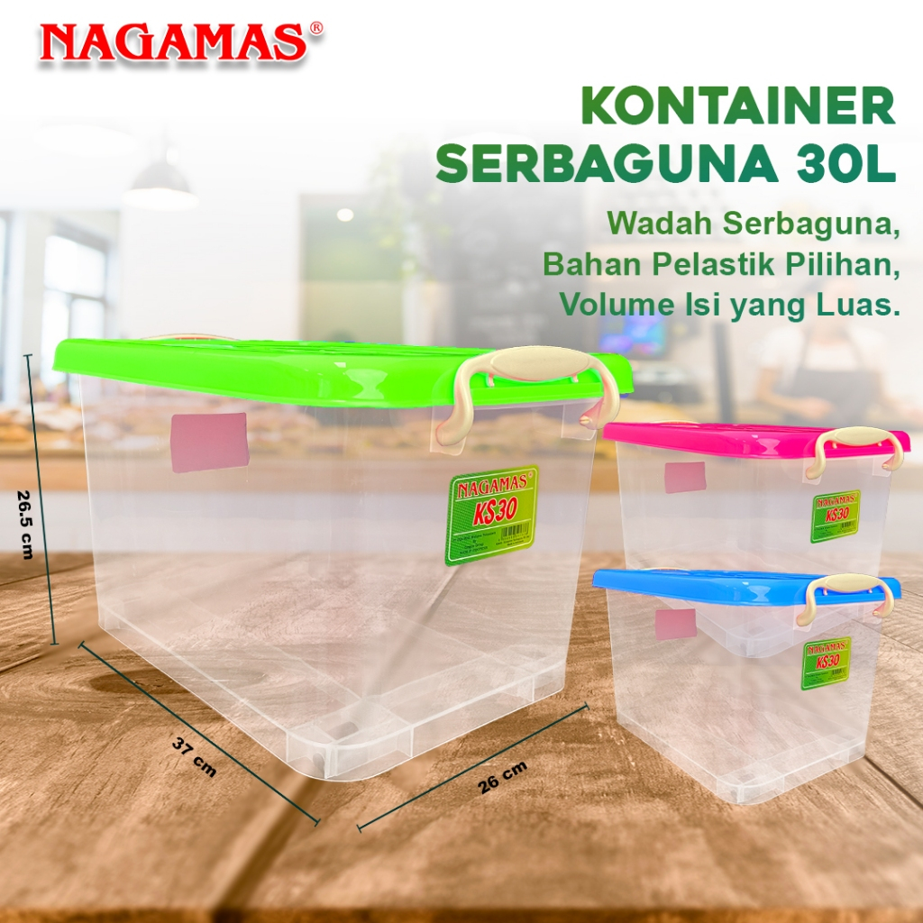 Jual NAGAMAS Box Kontainer Plastik Dengan Roda Kotak Penyimpanan 30 ...