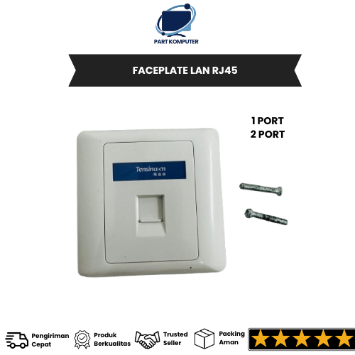 Jual TENSINCOM Wall Face Plate Lan RJ45 2 Port Modular + Outbow Box ...