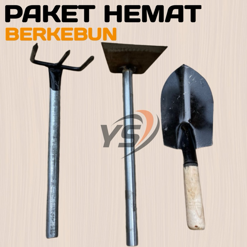 Satu Set Peralatan Berkebun 3 pcs Garuk Cangkul Mini Gagang Pipa Dan sekop Taman Lancip - Alat Pembersih rumput