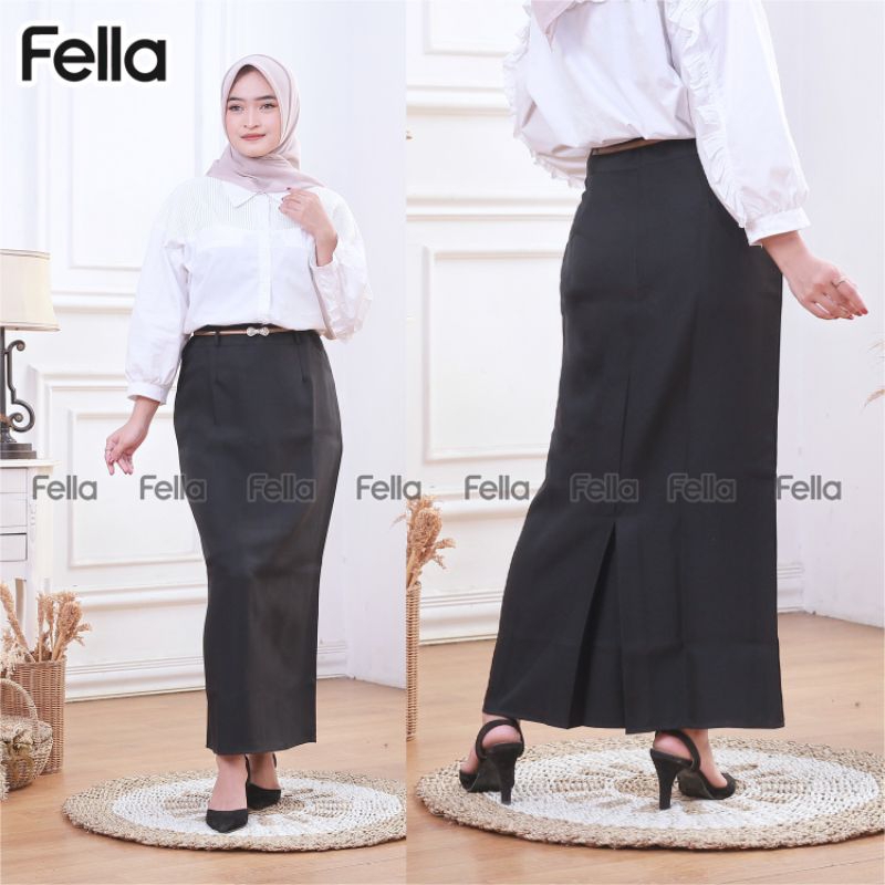 Jual Rok Span Hitam Panjang / Rok kerja wanita Rempel Belakang/ S -- L3 ...