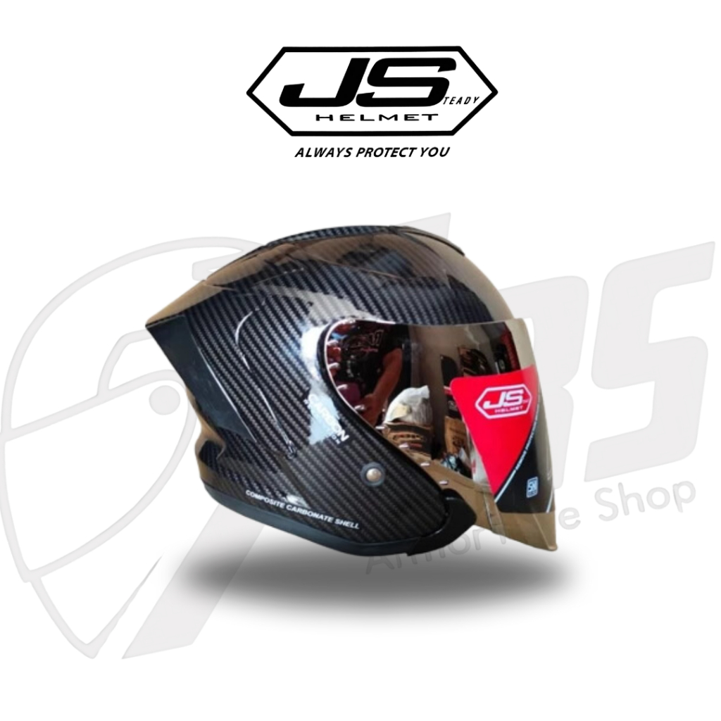 Jual Helm JS Armor Motif Carbon Glossy - Helm Half Face SNI | Shopee ...