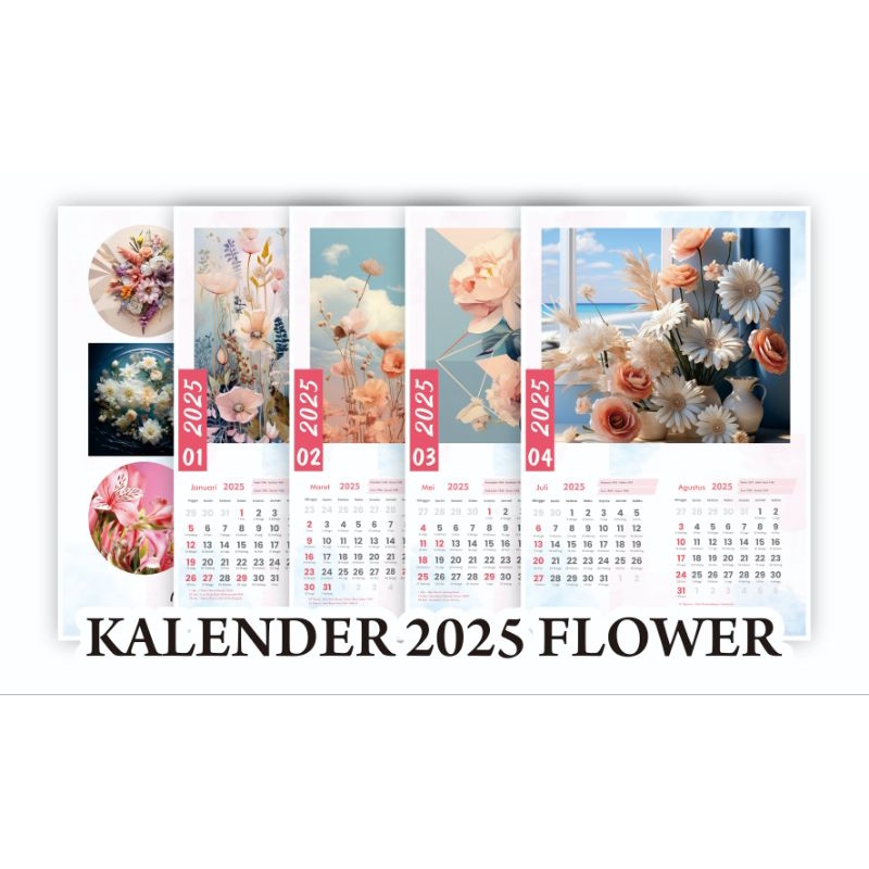 Jual Kalender 2025 tema Flower Bunga isi 7 lembar - Kalender Dinding