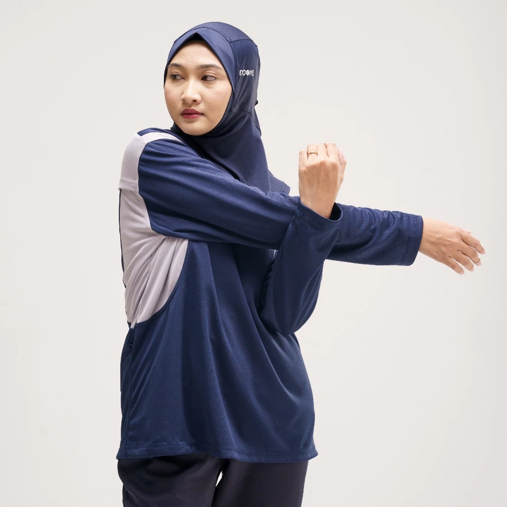 NOORE Pakaian Olahraga Aurora Top Basic Navy untuk Wanita
